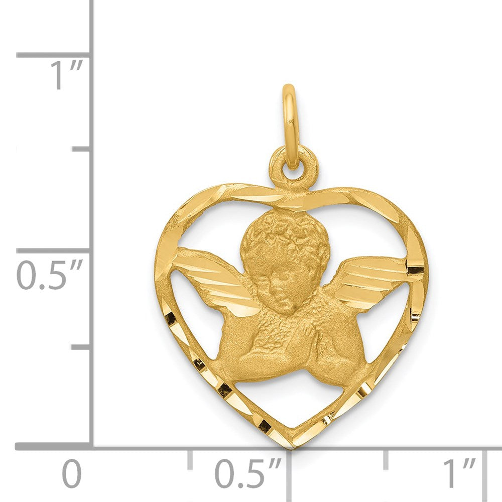 14K Gelbgold Engel in Herz Charm