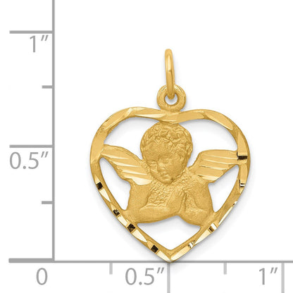14K Gelbgold Engel in Herz Charm