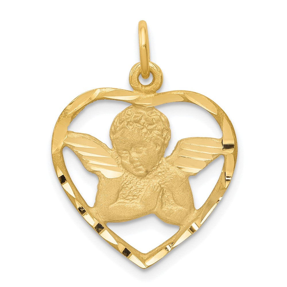14K Gelbgold Engel in Herz Charm