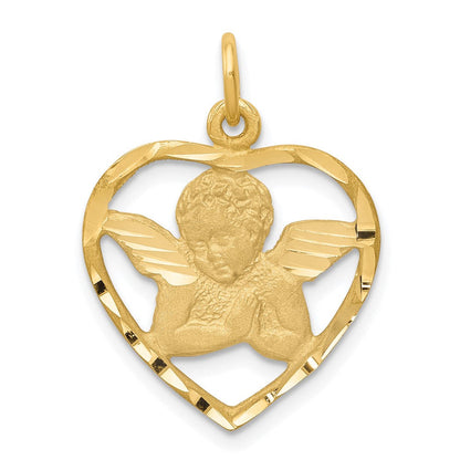14K Gelbgold Engel in Herz Charm