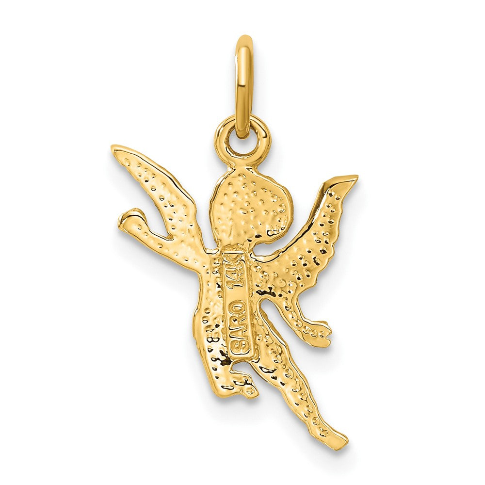 14K Gelbgold Diamantiert Engel Charm
