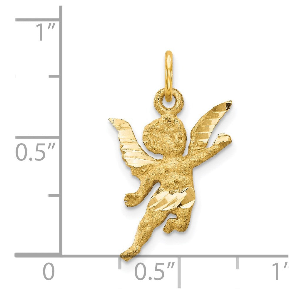 14K Gelbgold Diamantiert Engel Charm