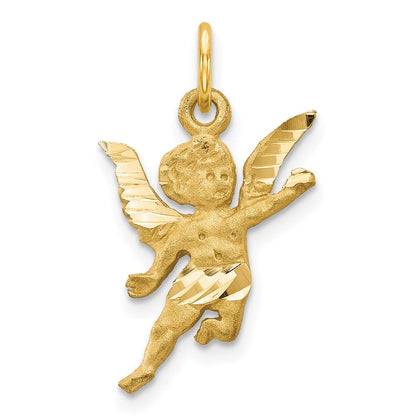 14K Gelbgold Diamantiert Engel Charm