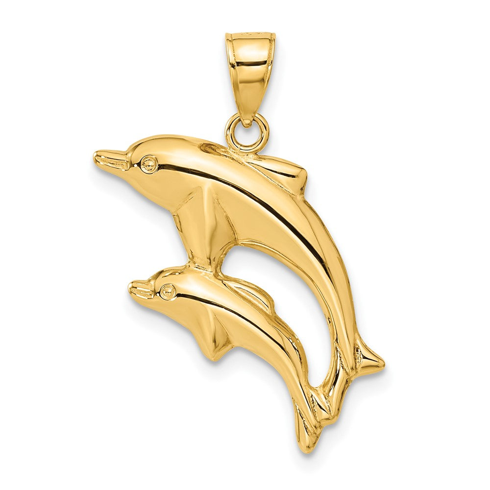 14K Gelbgold Delfin Pair Anhänger
