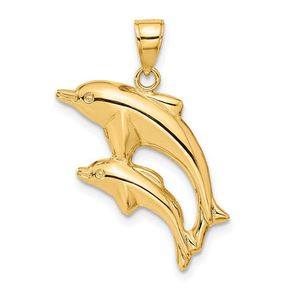 14K Gelbgold Delfin Pair Anhänger