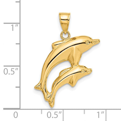 14K Gelbgold Delfin Pair Anhänger