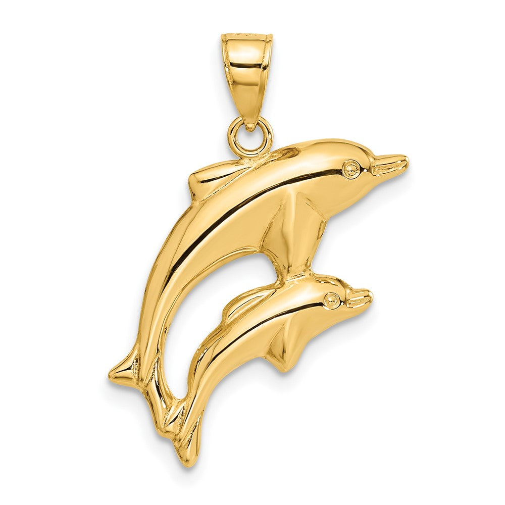 14K Gelbgold Delfin Pair Anhänger