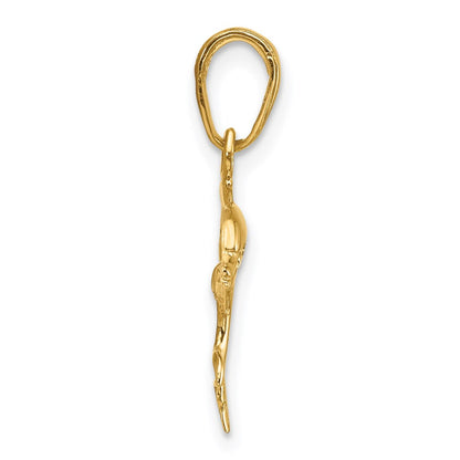 14K Gelbgold Delfin Springend Anhänger