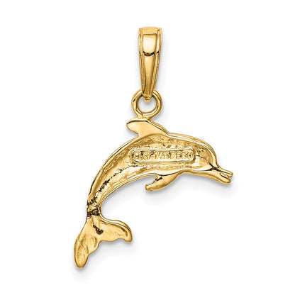 14K Gelbgold Delfin Springend Anhänger