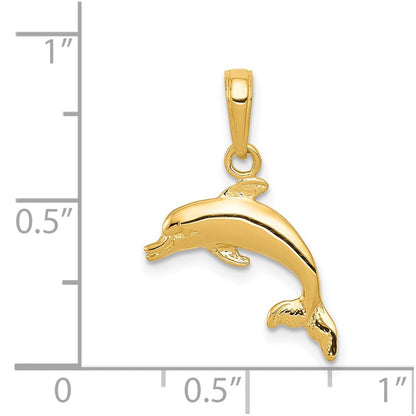 14K Gelbgold Delfin Springend Anhänger