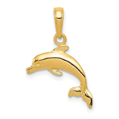 14K Gelbgold Delfin Springend Anhänger