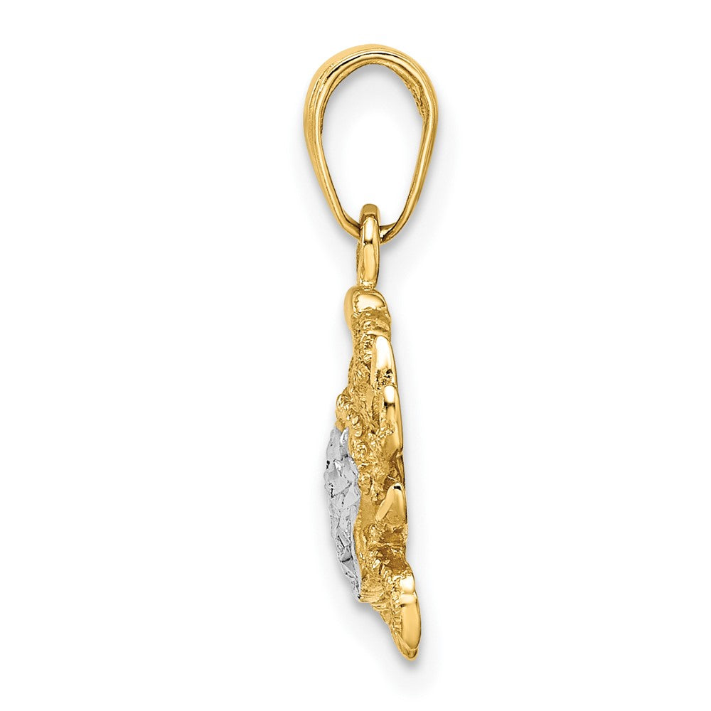14K Gelb & Rhodium mit Rhodium Diamantiert Blau Krabbe Anhänger