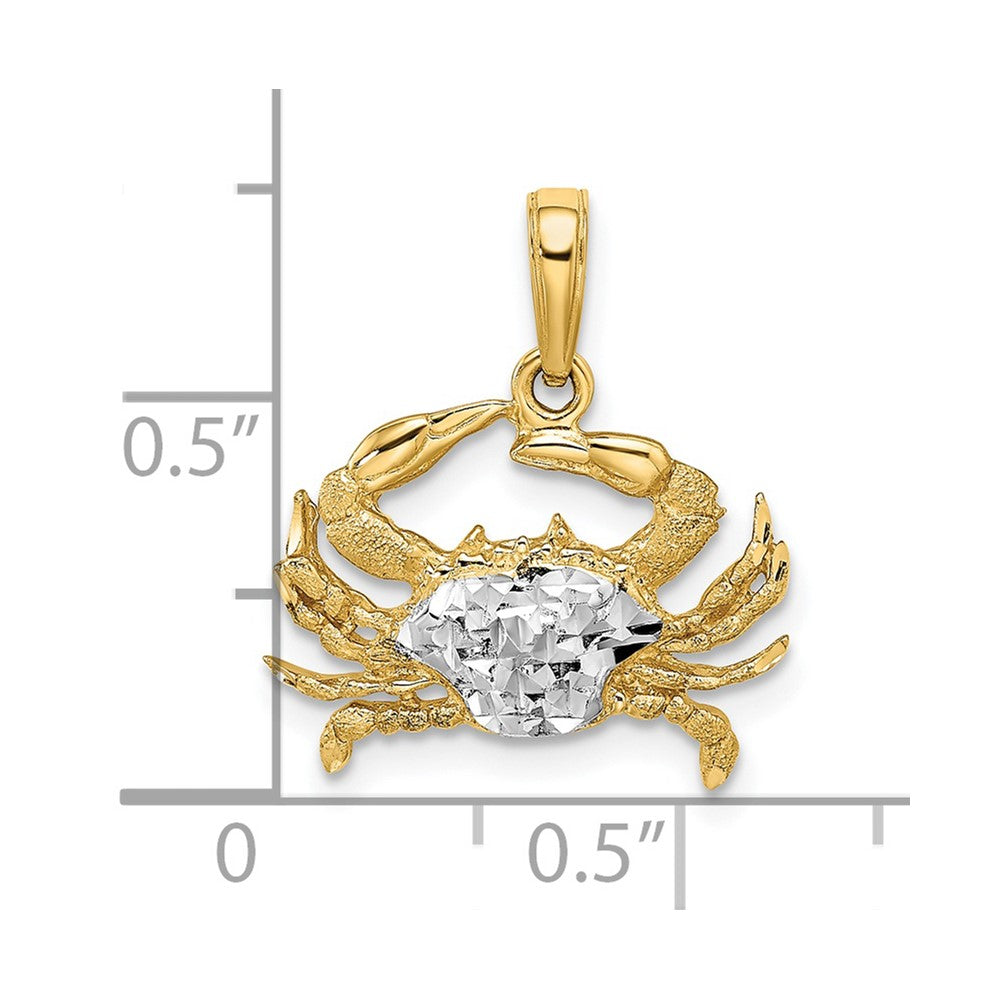 14K Gelb & Rhodium mit Rhodium Diamantiert Blau Krabbe Anhänger
