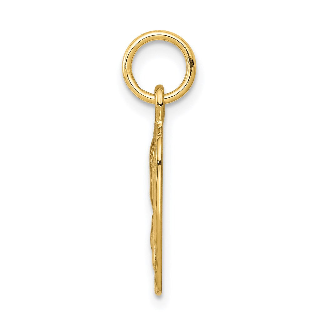 14K Gelbgold Engel-Charm, satiniert und diamantiert