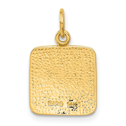 14K Gelbgold Engel-Charm, satiniert und diamantiert