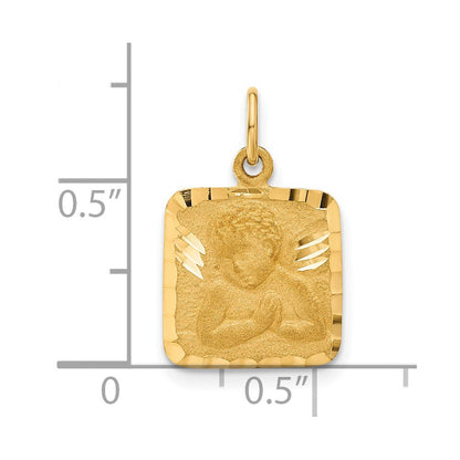14K Gelbgold Engel-Charm, satiniert und diamantiert