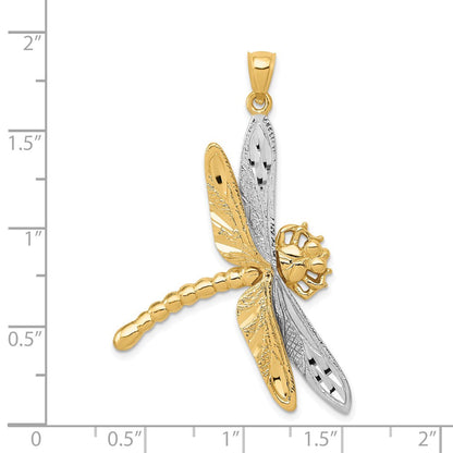 14K Gelbgold Libellenanhänger mit Rhodium