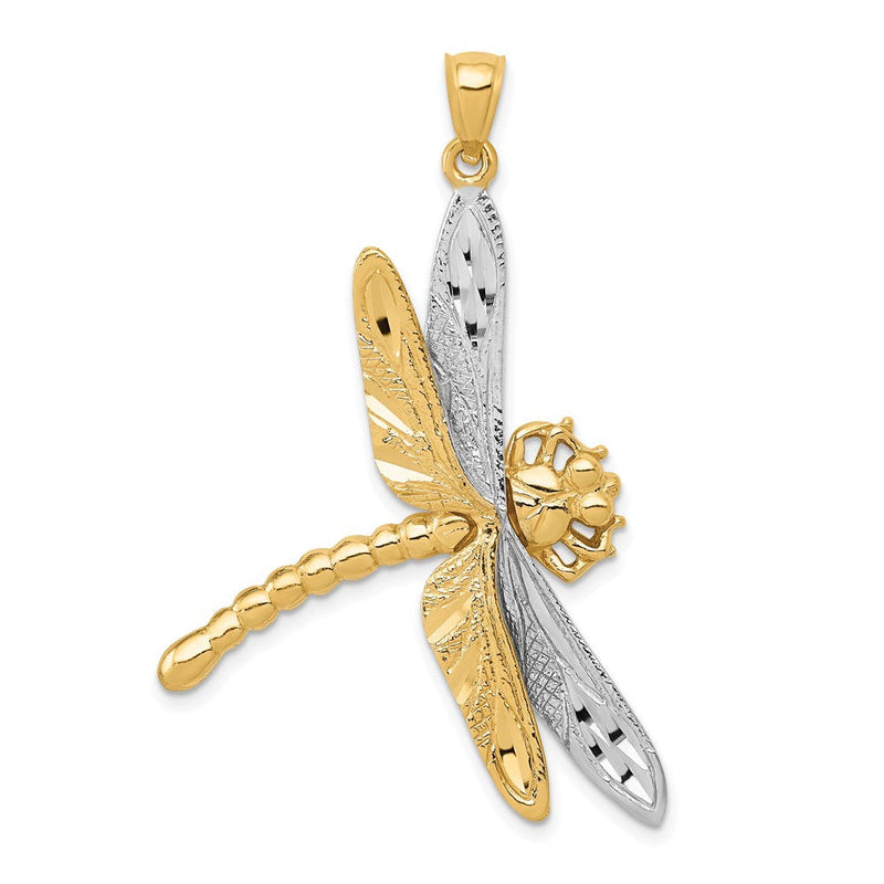 14K Gelbgold Libellenanhänger mit Rhodium