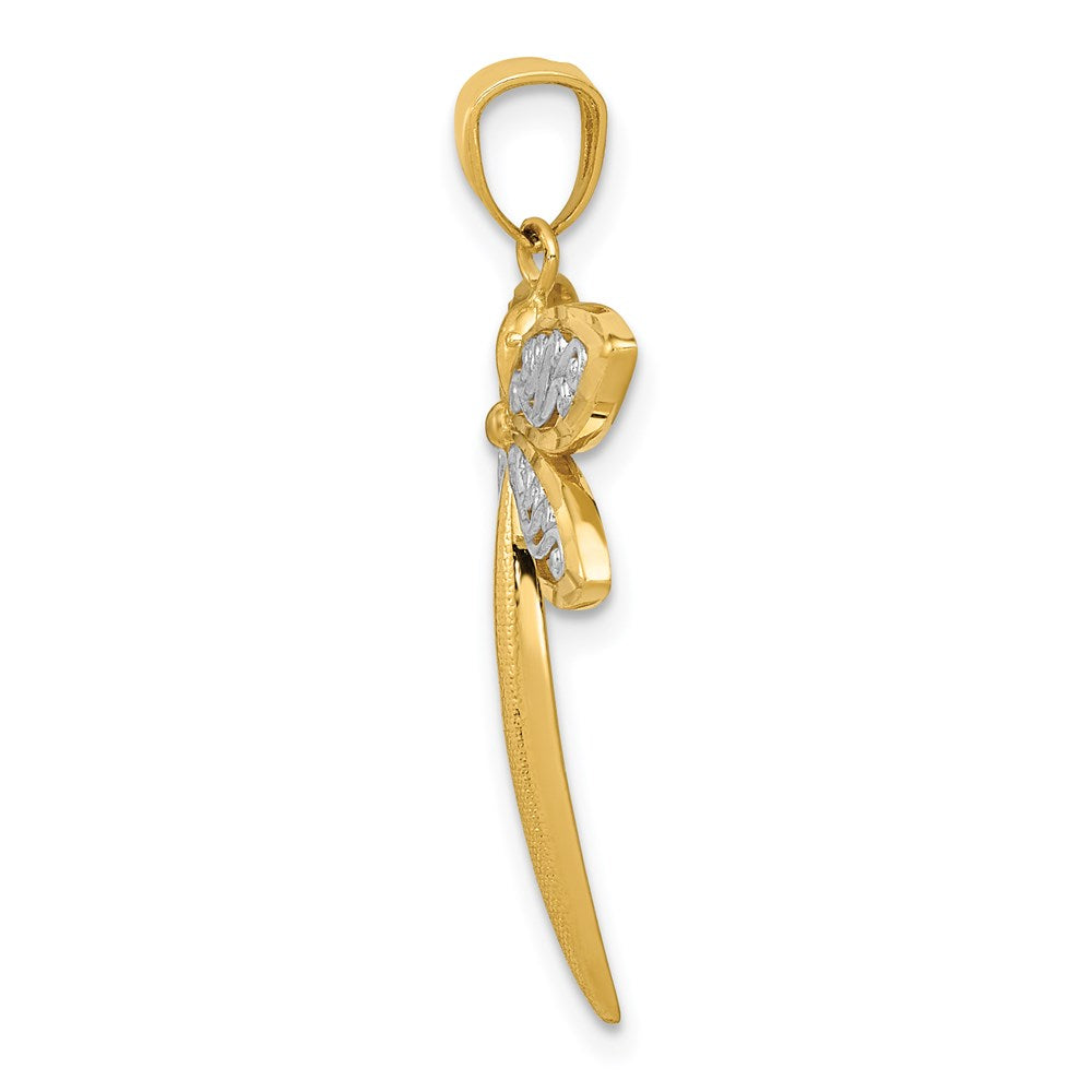 14K Gelbgold und Roségold mit Rhodium Libellen-Anhänger** Hinweis: Da im Originaltitel "Rhodium Gold" ungewöhnlich ist, hier die naheliegendste korrekte Übersetzung: **14K Gelbgold und Rhodium-Gold mit Rhodium Libellen-Anhänger