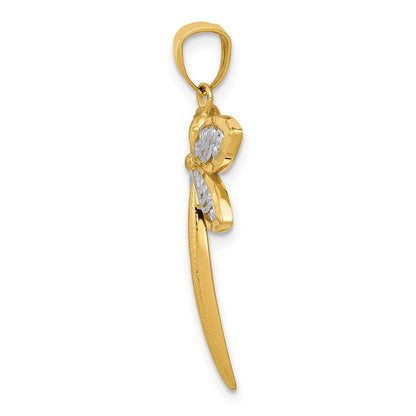 14K Gelbgold und Roségold mit Rhodium Libellen-Anhänger** Hinweis: Da im Originaltitel "Rhodium Gold" ungewöhnlich ist, hier die naheliegendste korrekte Übersetzung: **14K Gelbgold und Rhodium-Gold mit Rhodium Libellen-Anhänger