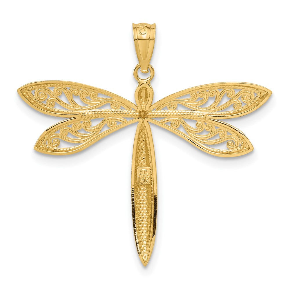 14K Gelbgold und Roségold mit Rhodium Libellen-Anhänger** Hinweis: Da im Originaltitel "Rhodium Gold" ungewöhnlich ist, hier die naheliegendste korrekte Übersetzung: **14K Gelbgold und Rhodium-Gold mit Rhodium Libellen-Anhänger