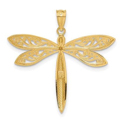 14K Gelbgold und Roségold mit Rhodium Libellen-Anhänger** Hinweis: Da im Originaltitel "Rhodium Gold" ungewöhnlich ist, hier die naheliegendste korrekte Übersetzung: **14K Gelbgold und Rhodium-Gold mit Rhodium Libellen-Anhänger
