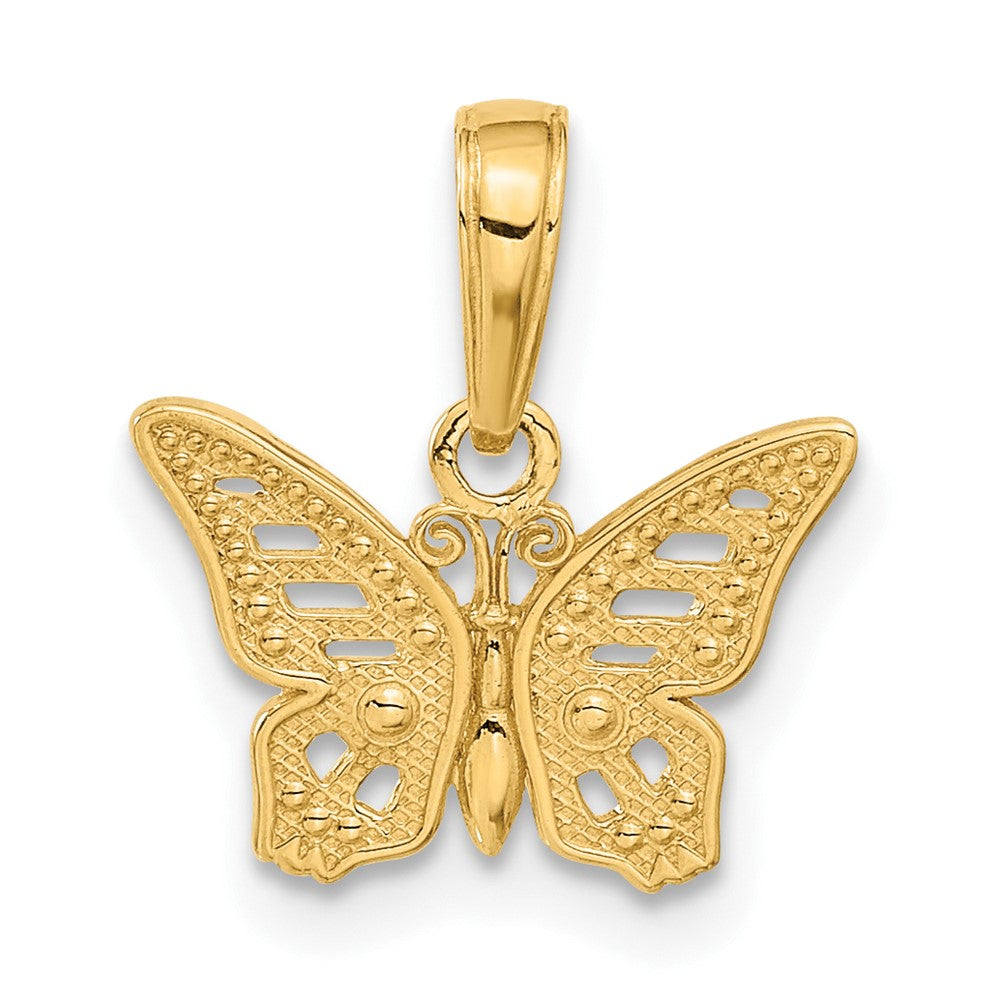 14K Gelbgold Ausgeschnitten Schmetterling Anhänger