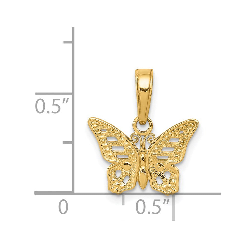 14K Gelbgold Ausgeschnitten Schmetterling Anhänger