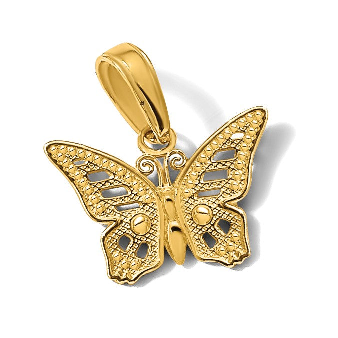 14K Gelbgold Ausgeschnitten Schmetterling Anhänger
