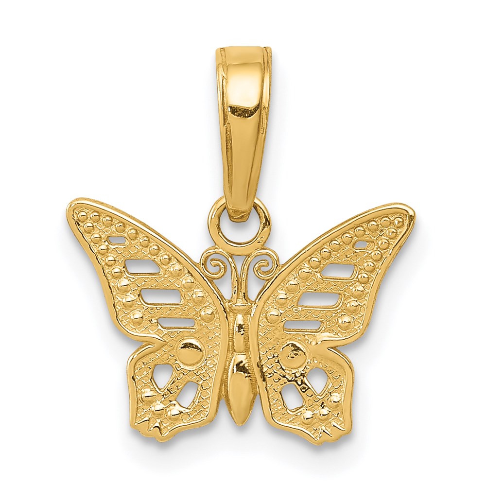 14K Gelbgold Ausgeschnitten Schmetterling Anhänger