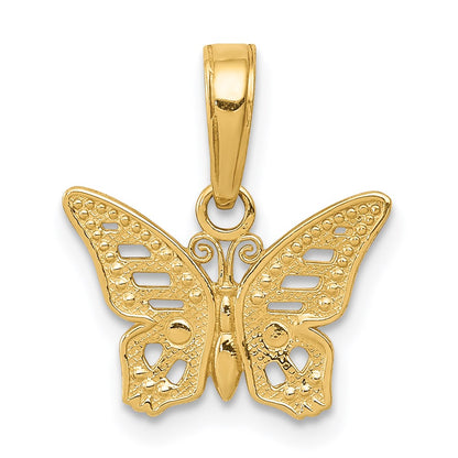 14K Gelbgold Ausgeschnitten Schmetterling Anhänger