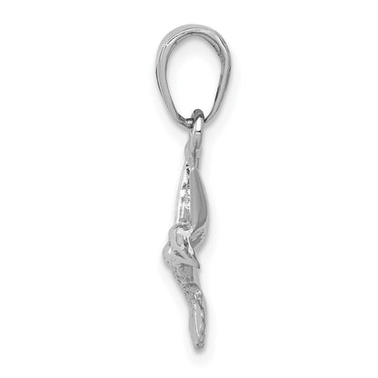 14K Weißgold Hummingbird Anhänger