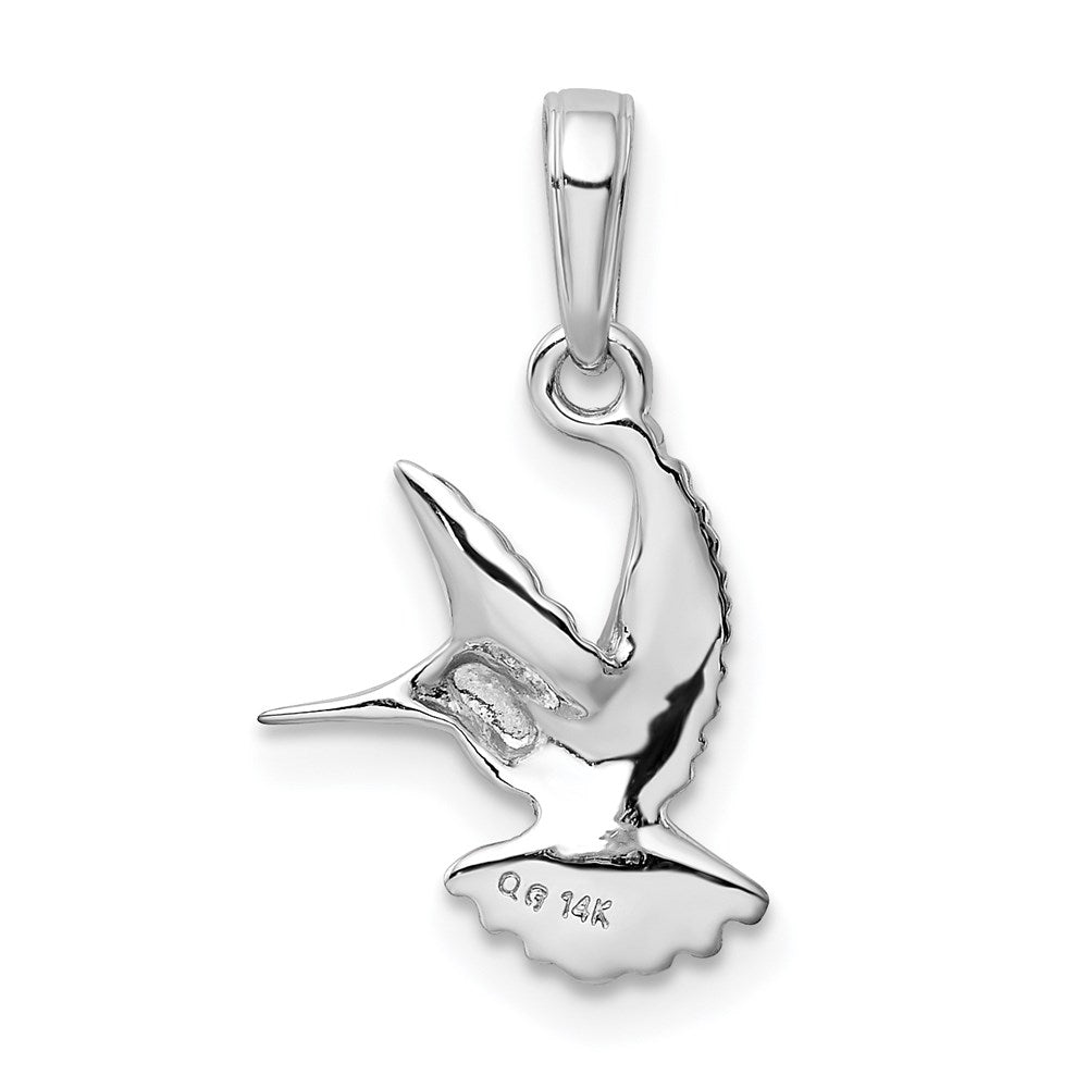 14K Weißgold Hummingbird Anhänger