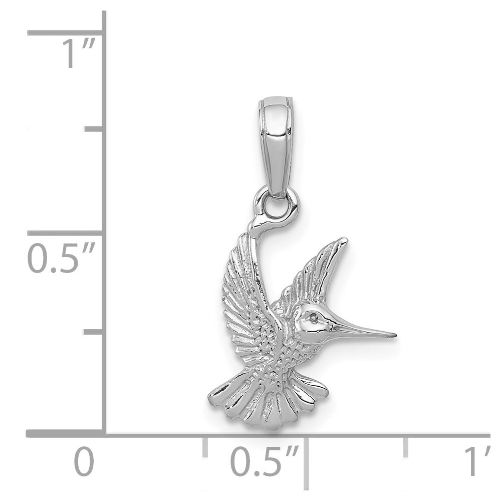 14K Weißgold Hummingbird Anhänger