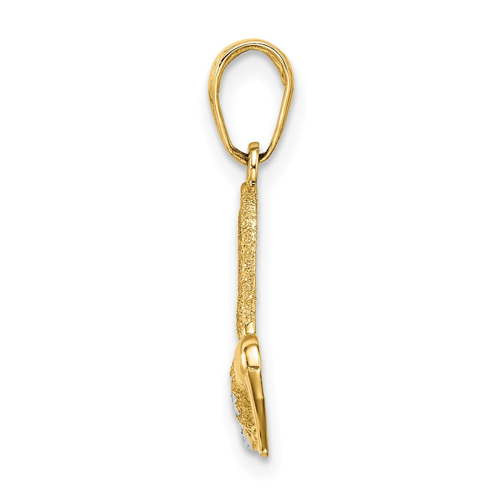 14 Karat Gelbgold mit Rhodium, rhodiniert, Anhänger „Kolibri" mit Diamantschliff