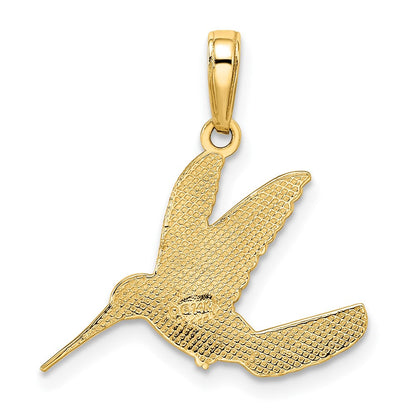 14 Karat Gelbgold mit Rhodium, rhodiniert, Anhänger „Kolibri" mit Diamantschliff
