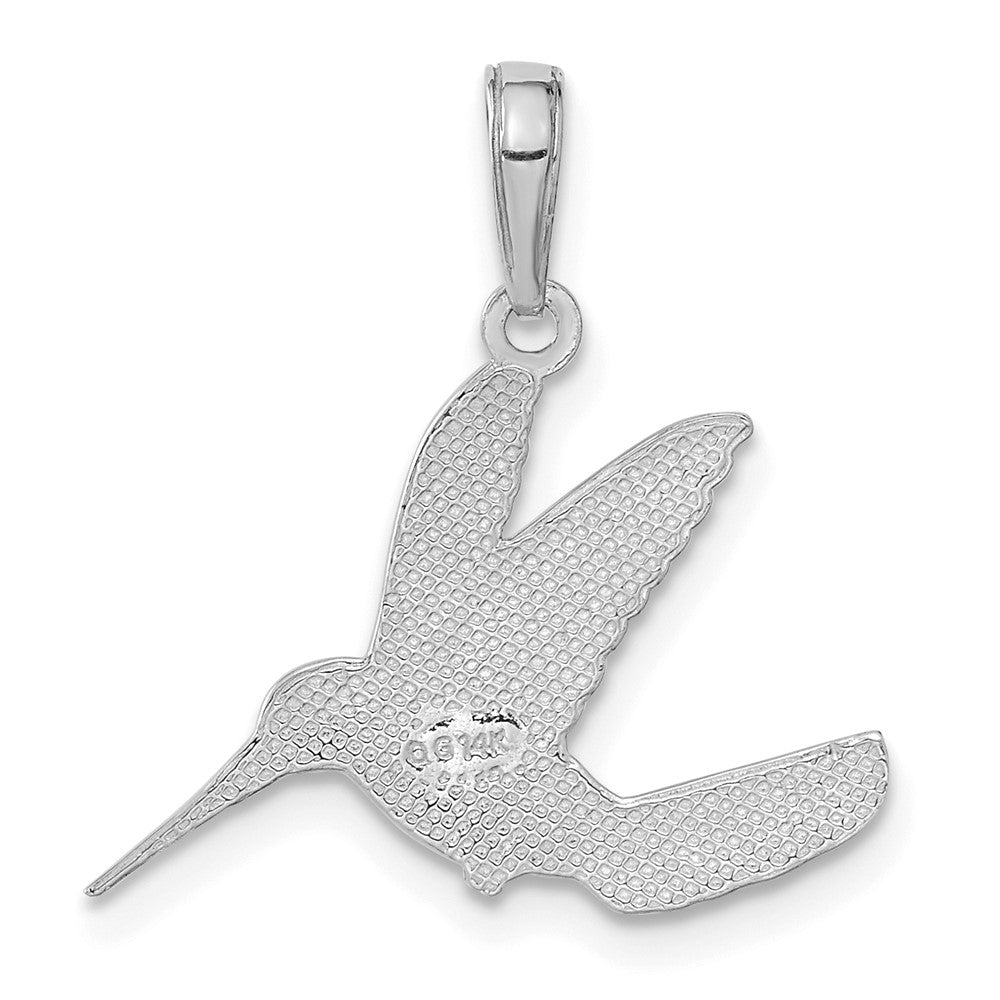 14K Weißgold Poliert Hummingbird in Flight Anhänger