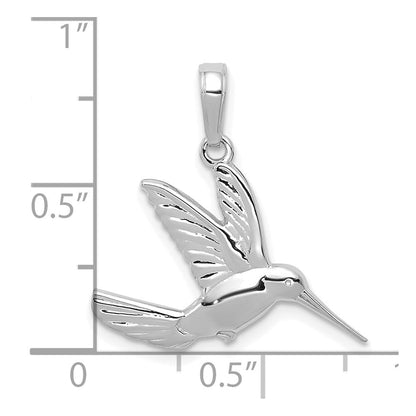 14K Weißgold Poliert Hummingbird in Flight Anhänger