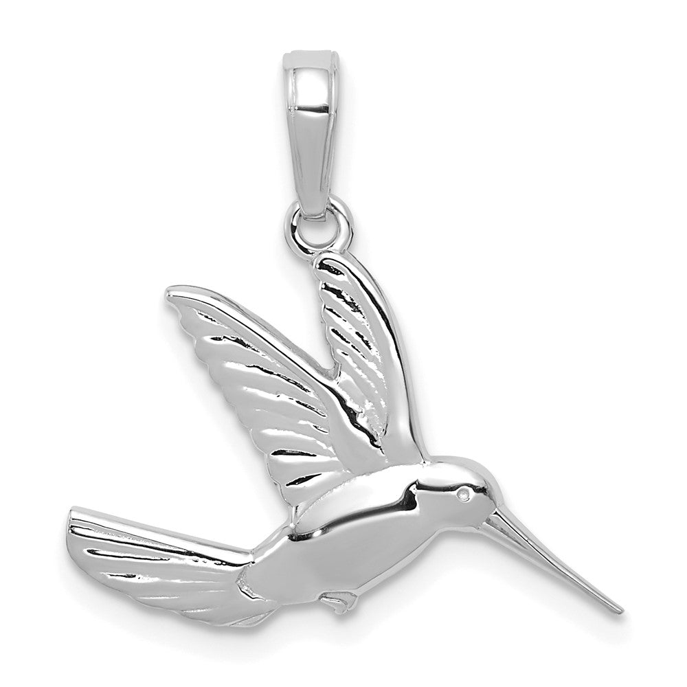 14K Weißgold Poliert Hummingbird in Flight Anhänger