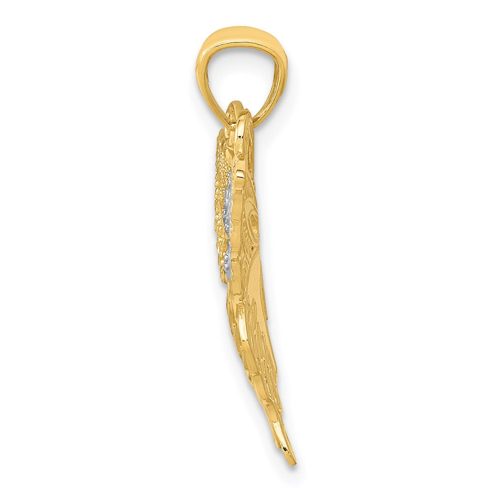 14K Gelb & Rhodium mit Rhodium Fantasie Schmetterling Anhänger