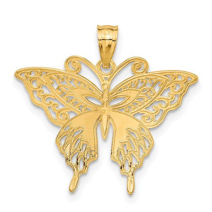 14K Gelb & Rhodium mit Rhodium Fantasie Schmetterling Anhänger