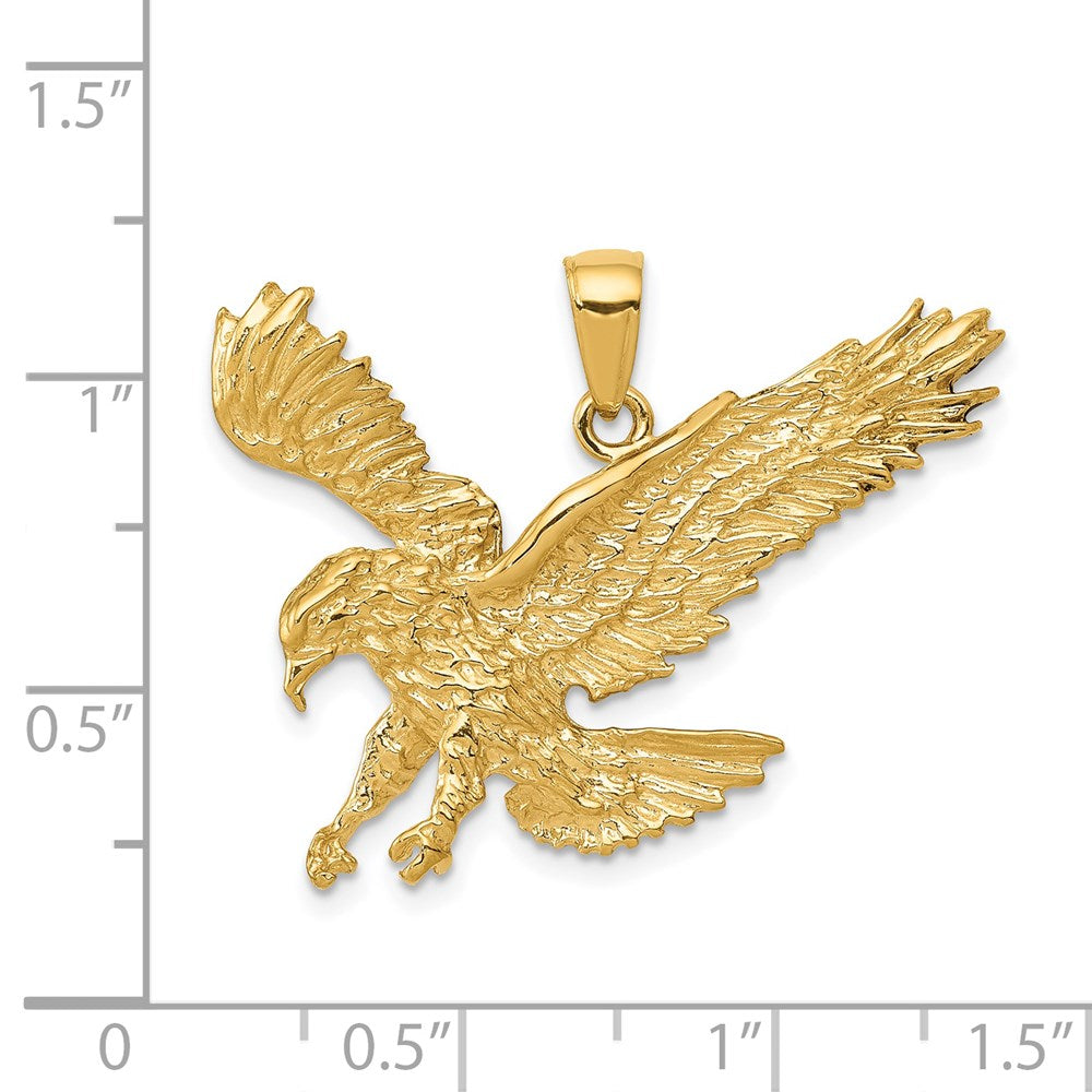 14K Gelbgold Anhänger „Landender Adler" mit strukturierter Oberfläche