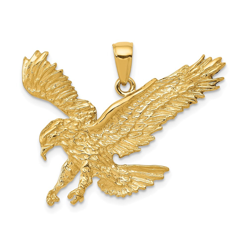 14K Gelbgold Anhänger „Landender Adler" mit strukturierter Oberfläche