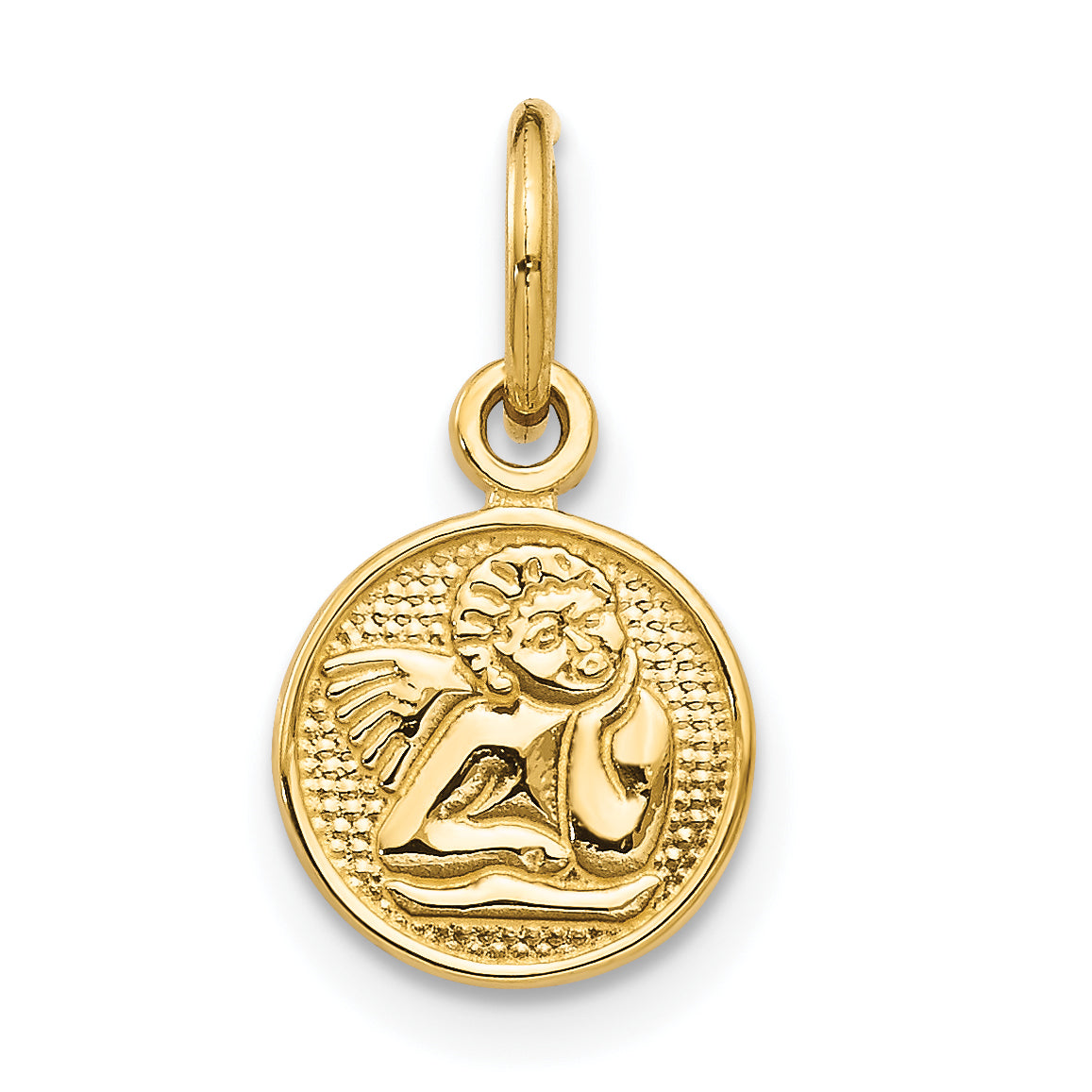 14K Gelbgold Klein Poliert Engel Charm
