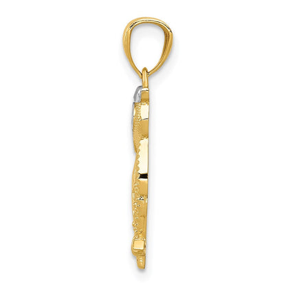 14K Gelb & Rhodium mit Eule Anhänger