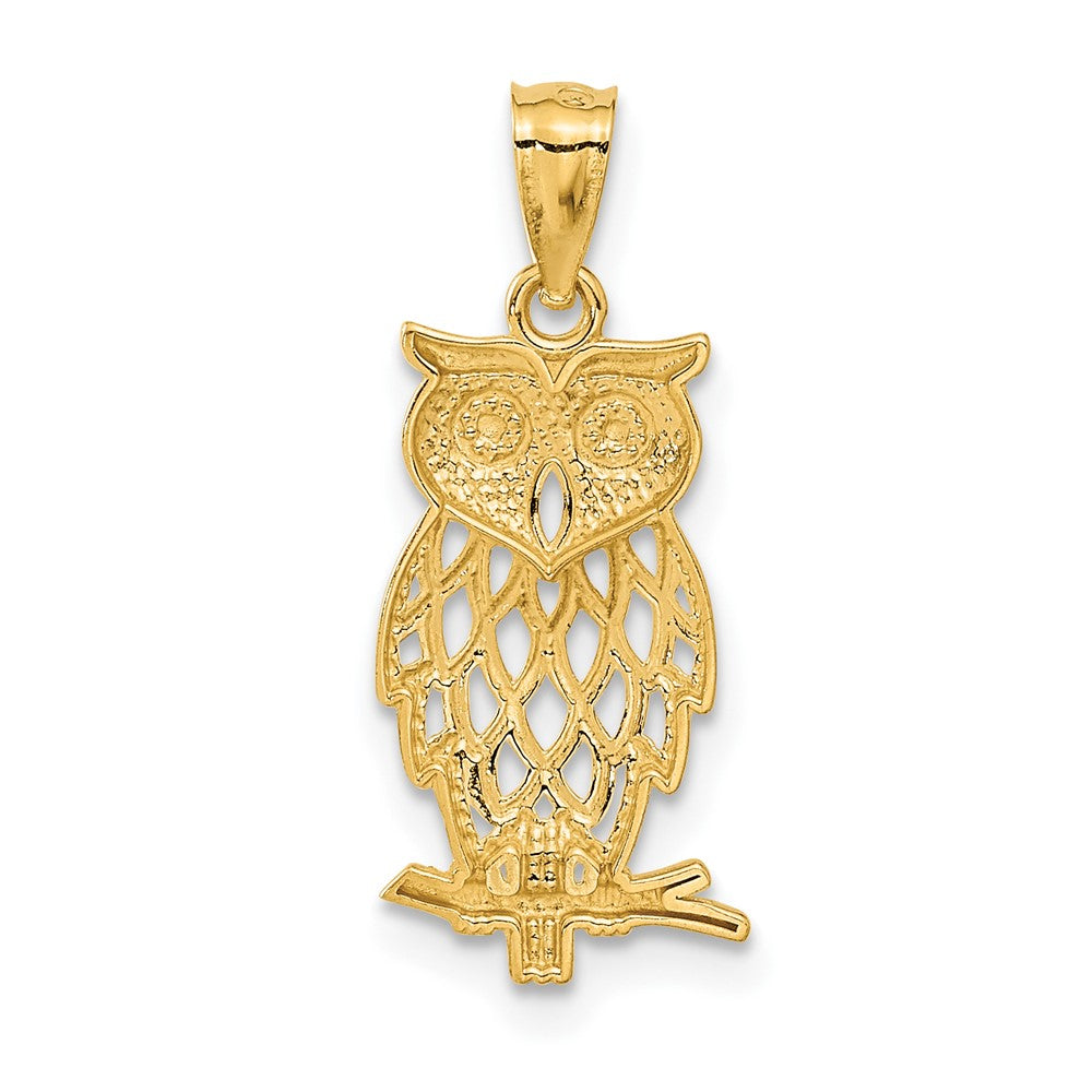 14K Gelb & Rhodium mit Eule Anhänger