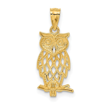 14K Gelb & Rhodium mit Eule Anhänger