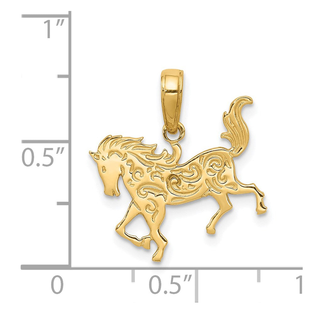 14K Gelbgold Pferd Anhänger