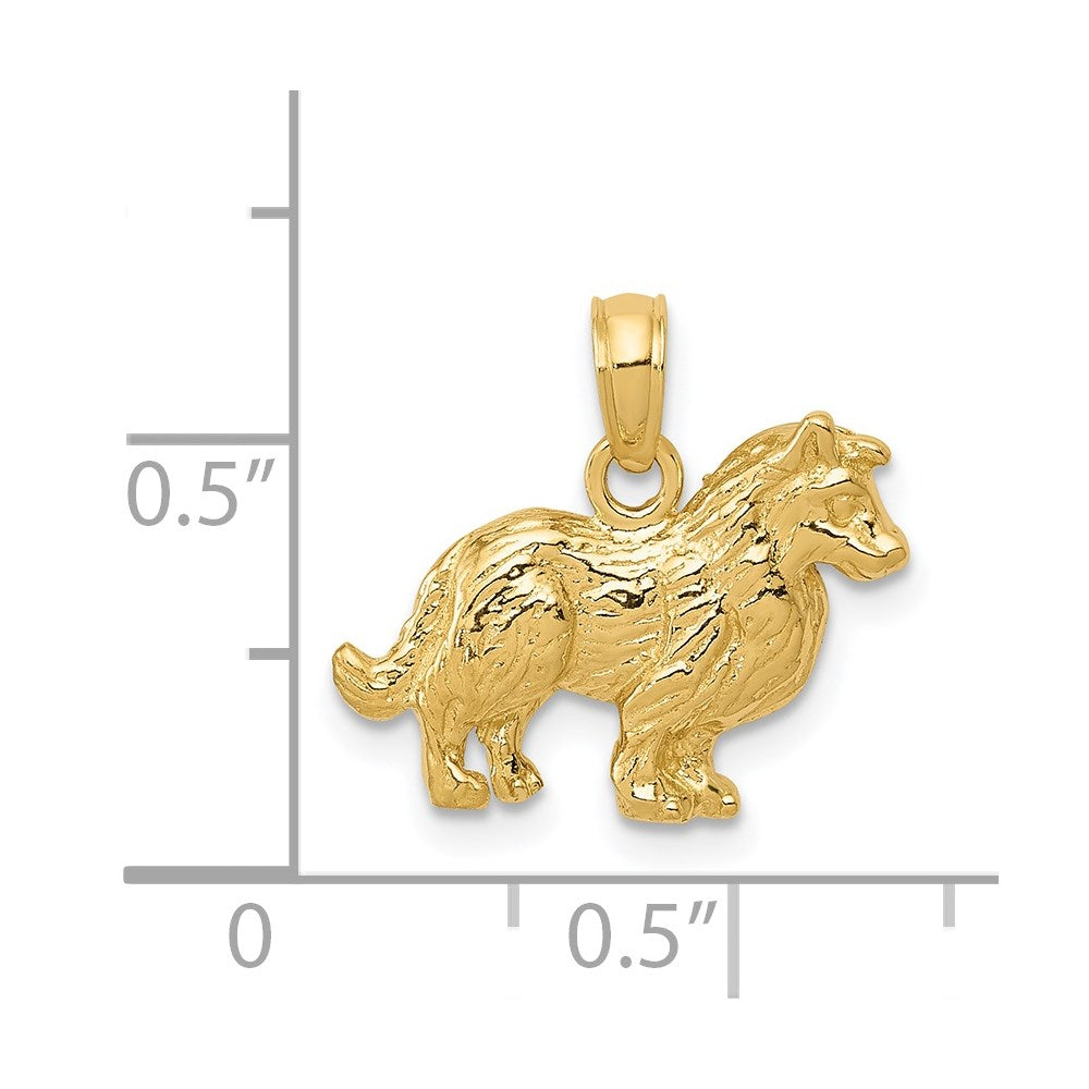 14K Gelbgold Collie-Hund-Anhänger