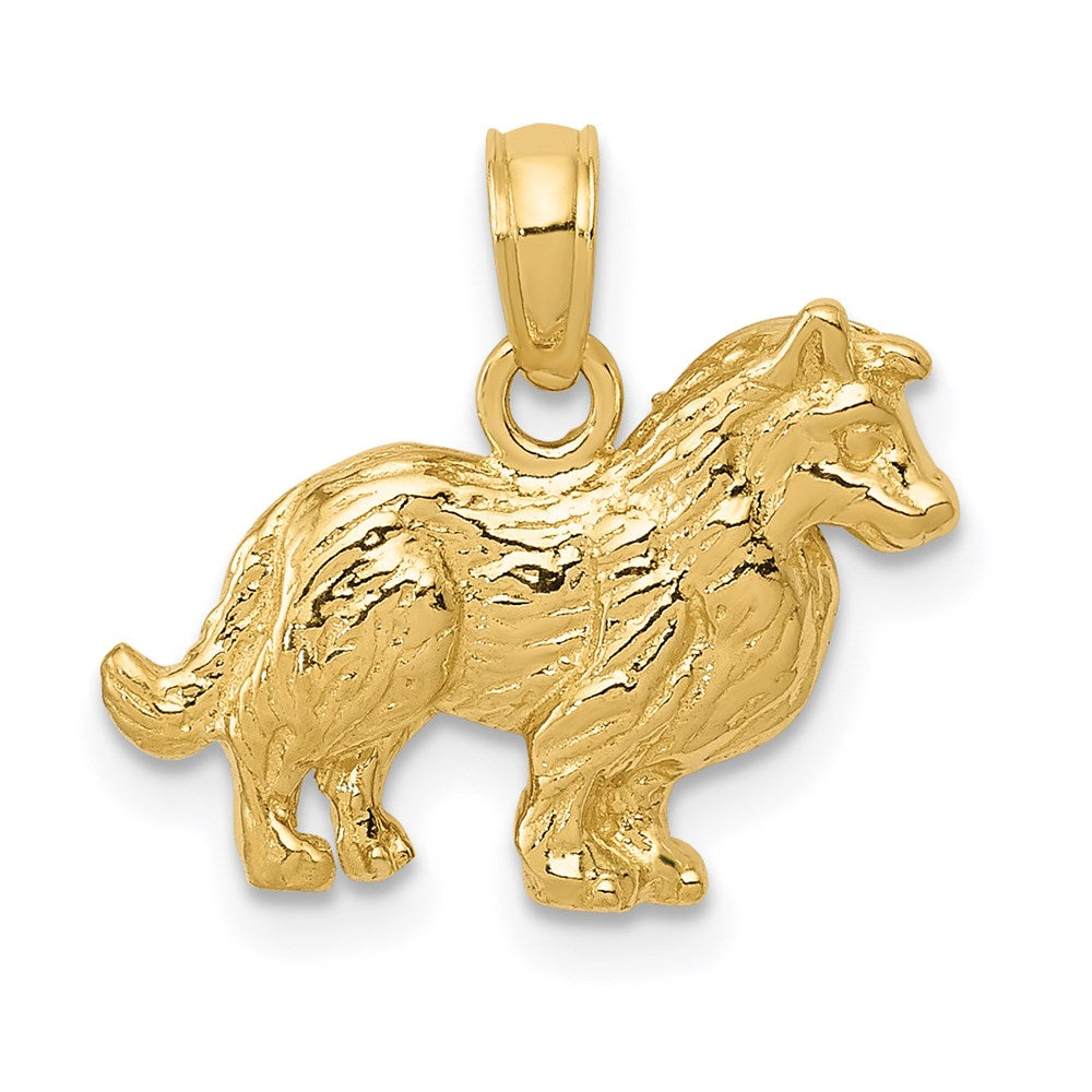 14K Gelbgold Collie-Hund-Anhänger